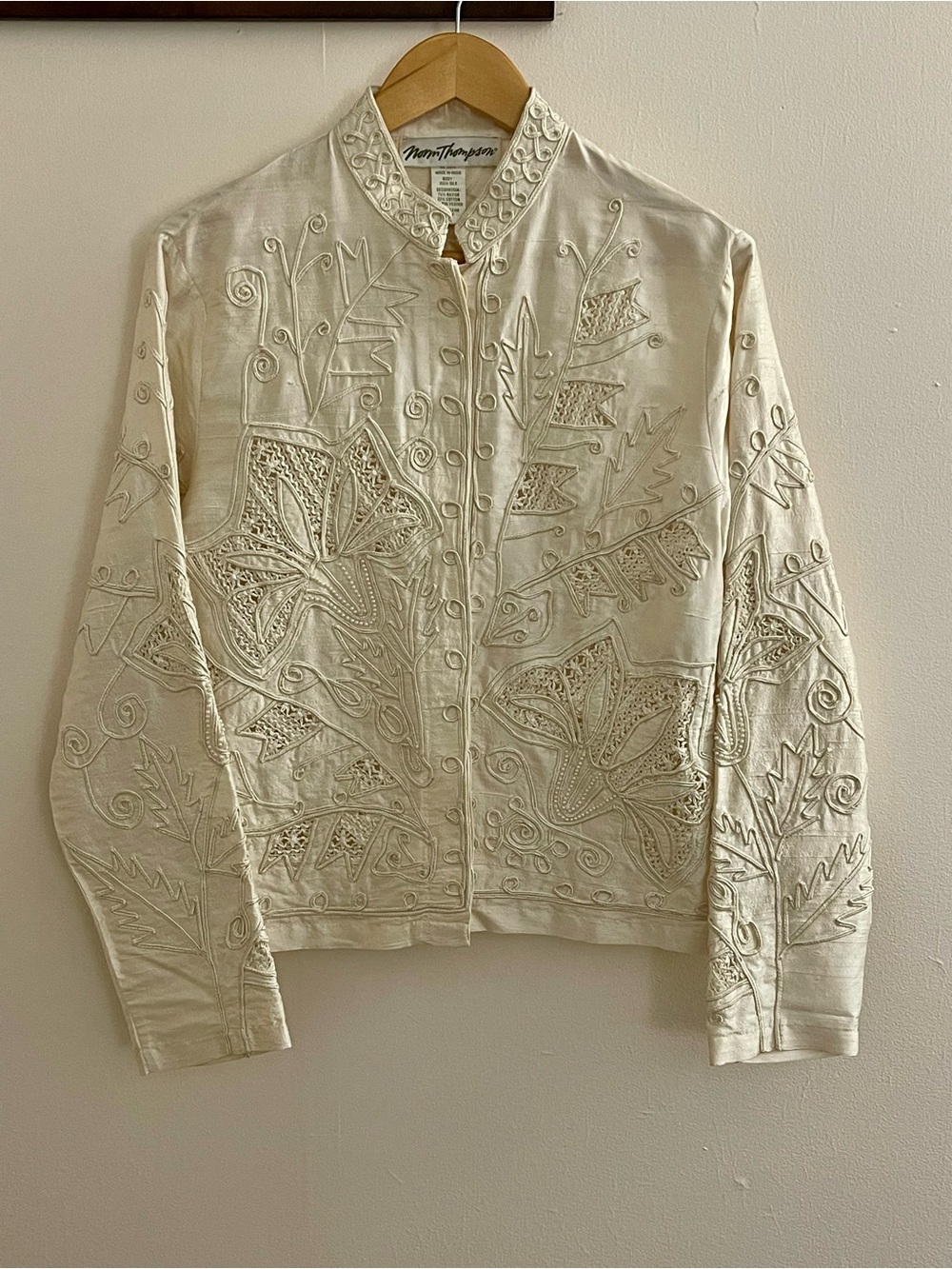 Vintage Norm Thompson 100% Silk Embroidered Art to Wear Jacket M